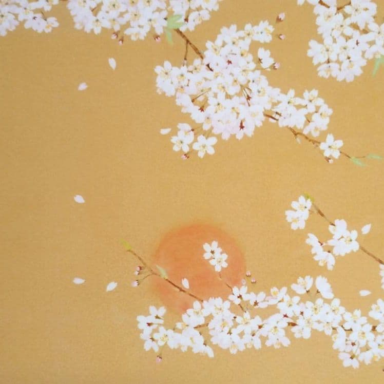 桜の版画 A3 ゴールドフレーム付き アーカイバルプリント 野地美樹子 和モダン