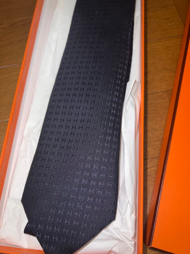 HERMES エルメス ネクタイ　ファソネ　ブラック