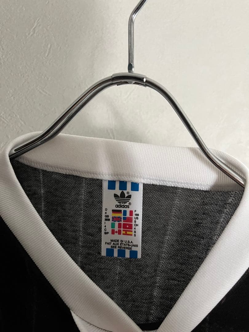 80s 90s adidas アディダス ゲームシャツ ロンT ブラック USA