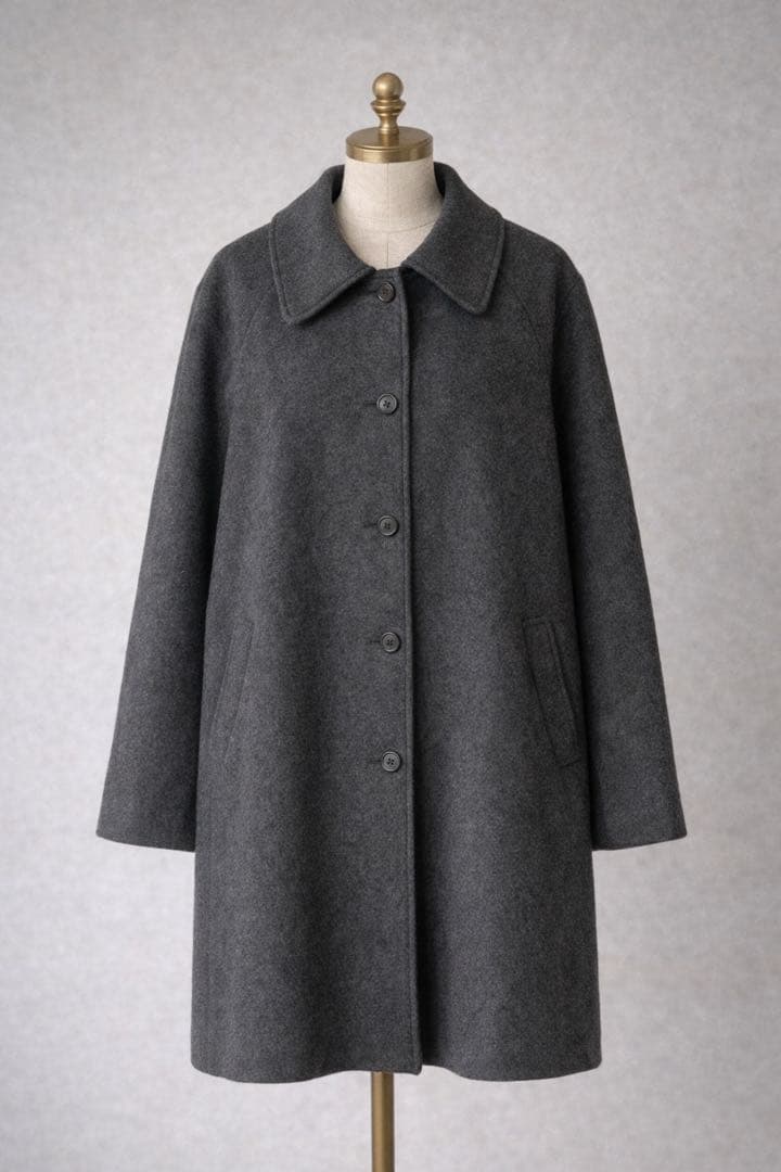 【カシミヤ100%】レリアン Leilian ステンカラーコート グレー 11