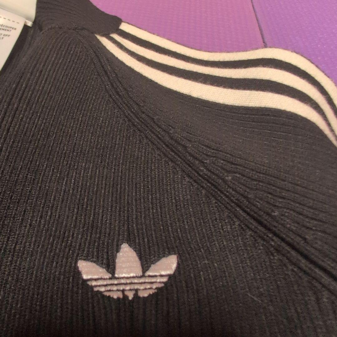 新品未使用！adidas ブラック ジップアップ　 ニットジャケ　 L