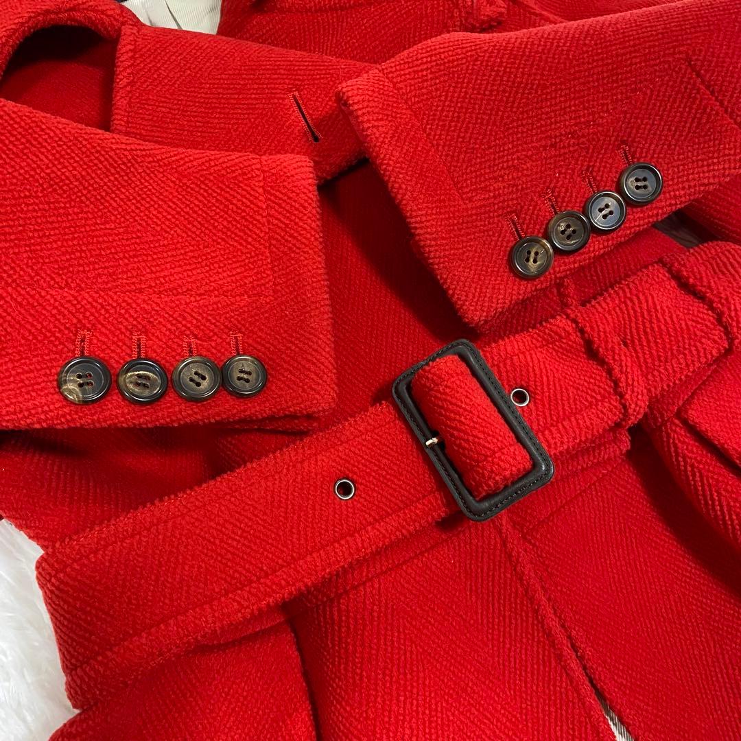 【極美品】 アクアスキュータム　ウールブレンドコート　ヘリンボーン　ベルト付き