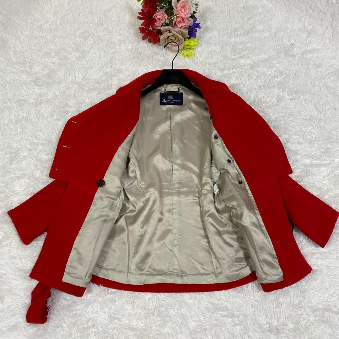 【極美品】 アクアスキュータム　ウールブレンドコート　ヘリンボーン　ベルト付き