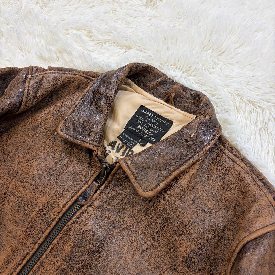 AVIREX G-2 ラムレザー フライトジャケット ブラウン M相当 古着