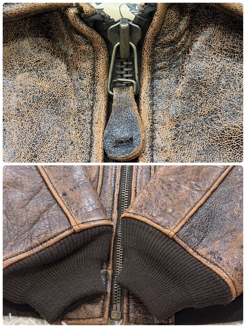 AVIREX G-2 ラムレザー フライトジャケット ブラウン M相当 古着