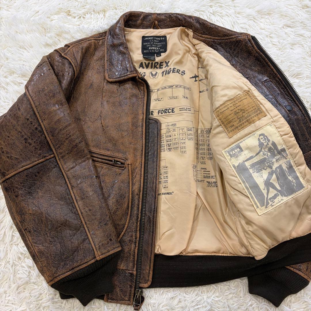 AVIREX G-2 ラムレザー フライトジャケット ブラウン M相当 古着