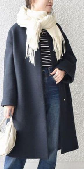 yuiko SHIPSコクーンノーカラーコートSuper140