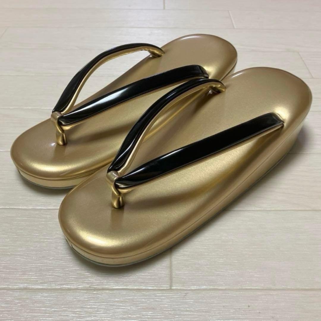 《美品》草履バッグセット　ゴールド　ブラック