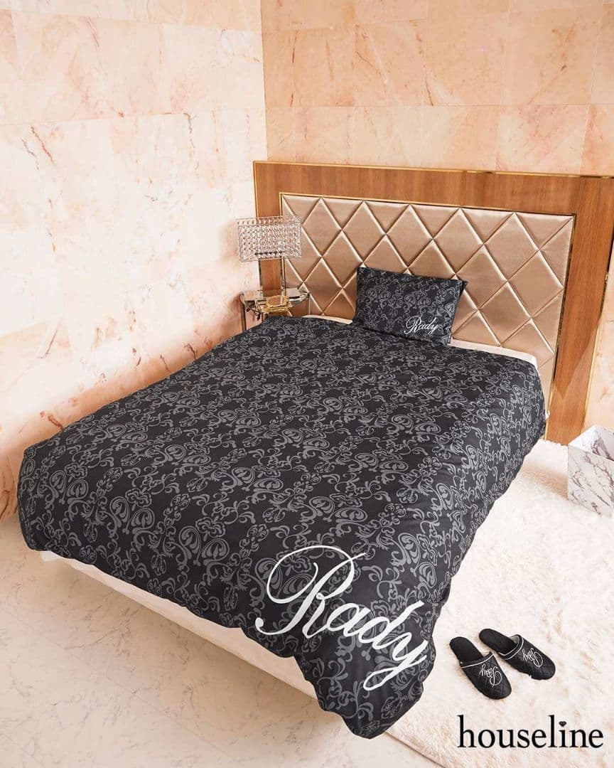 Radyレディー ダマスクベッドカバーダブル/ブラック
