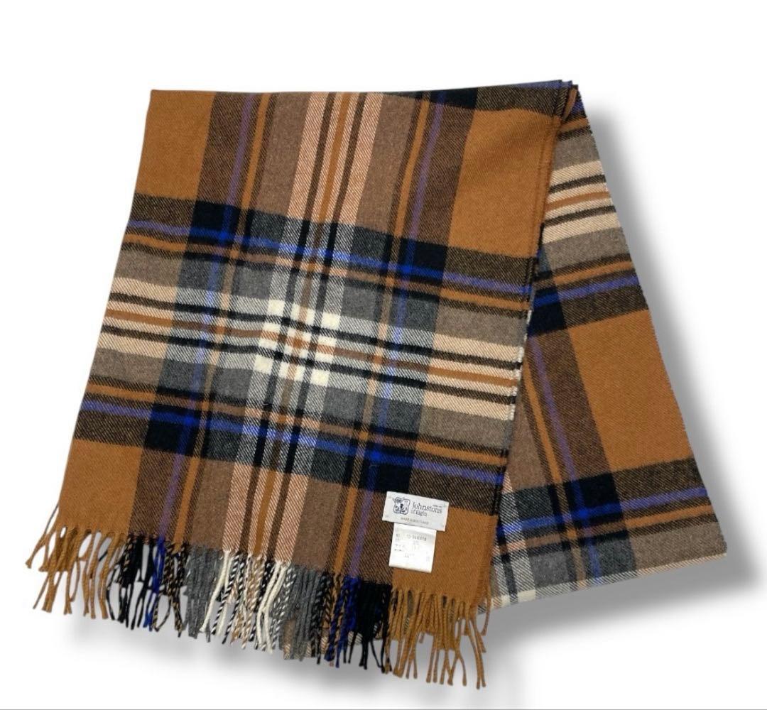 ジョンストンズ プラステ 別注　大判 ストール　カシミヤ　PLST チェック