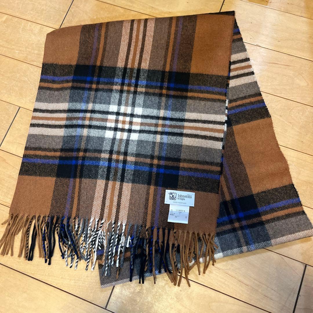 ジョンストンズ プラステ 別注　大判 ストール　カシミヤ　PLST チェック