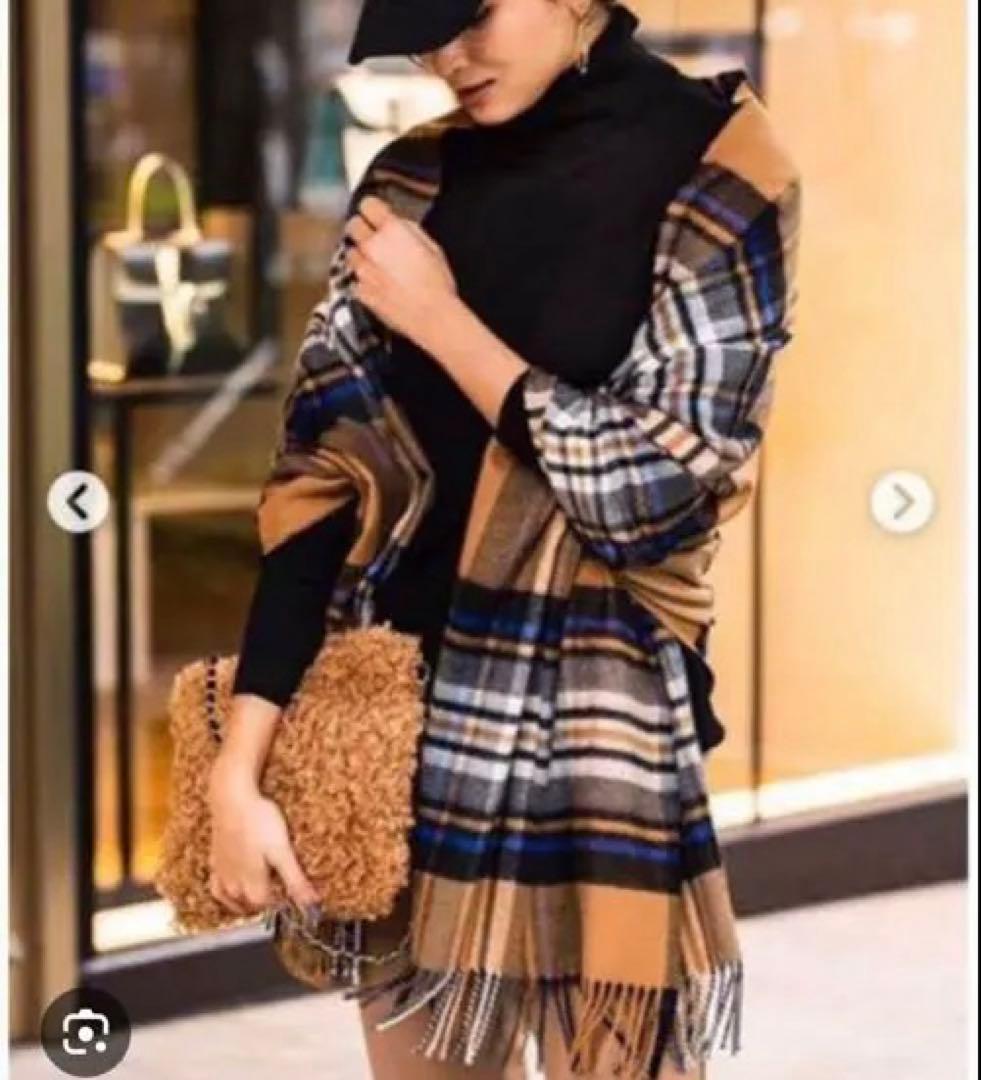 ジョンストンズ プラステ 別注　大判 ストール　カシミヤ　PLST チェック