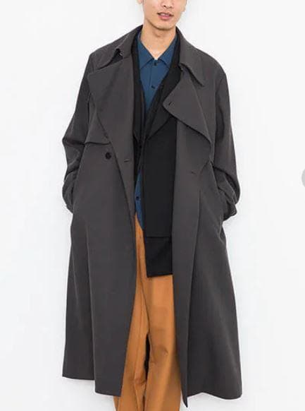 ETHOSENS エトセンス ウール トレンチ コート ダブル ブラック