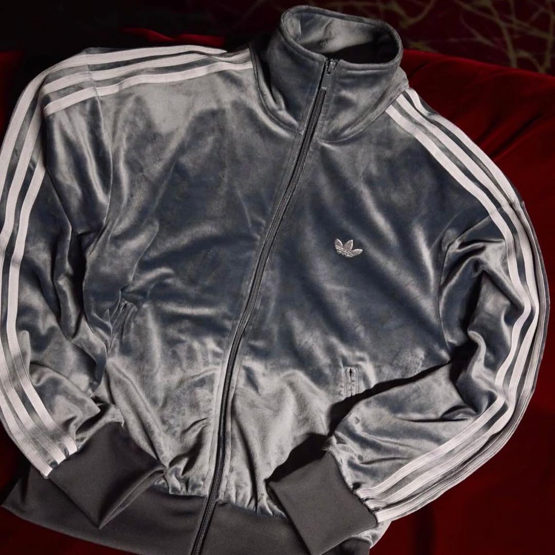 新品2XL⭐️adidas ファイヤーバード ベロア トラックトップ グレー