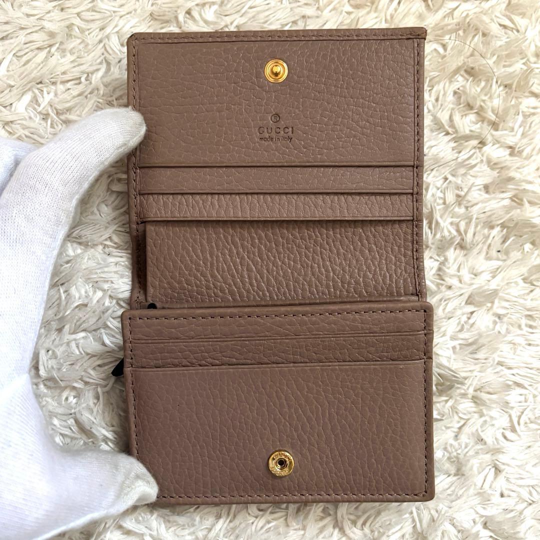 美品✨GUCCI GGマーモント コンパクト財布 ベージュ 二つ折り