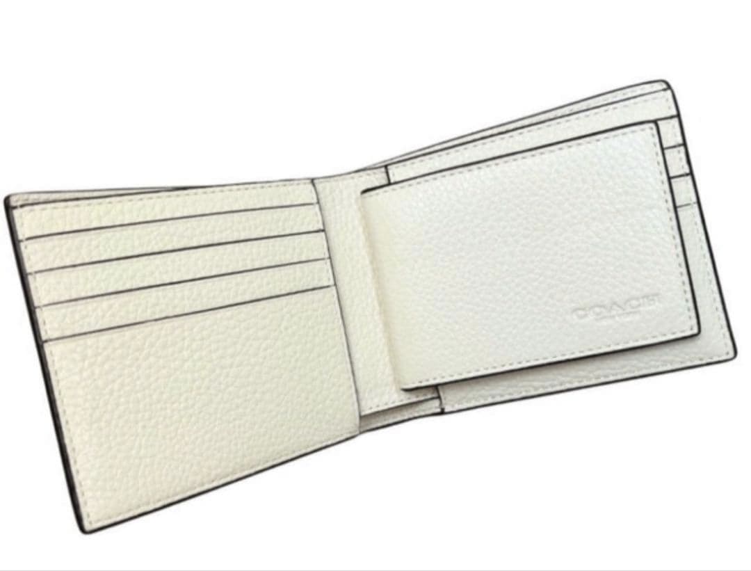 【新品未使用】COACH 二つ折り 財布 白 コーチ ホワイトレザー 3in1