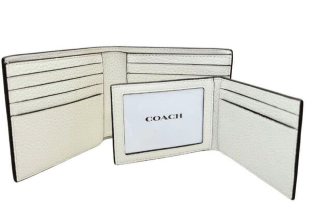【新品未使用】COACH 二つ折り 財布 白 コーチ ホワイトレザー 3in1