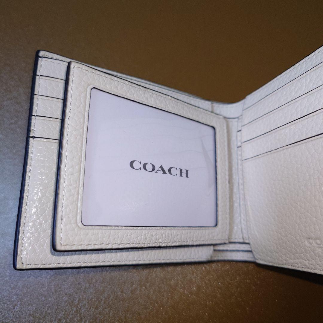 【新品未使用】COACH 二つ折り 財布 白 コーチ ホワイトレザー 3in1