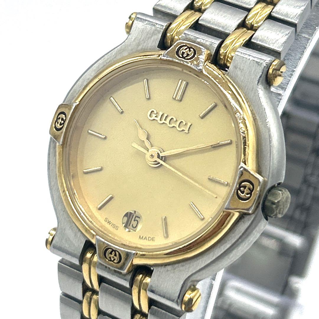 【新品電池・稼働品】GUCCI 腕時計 クォーツ 9000L シルバー ゴールド