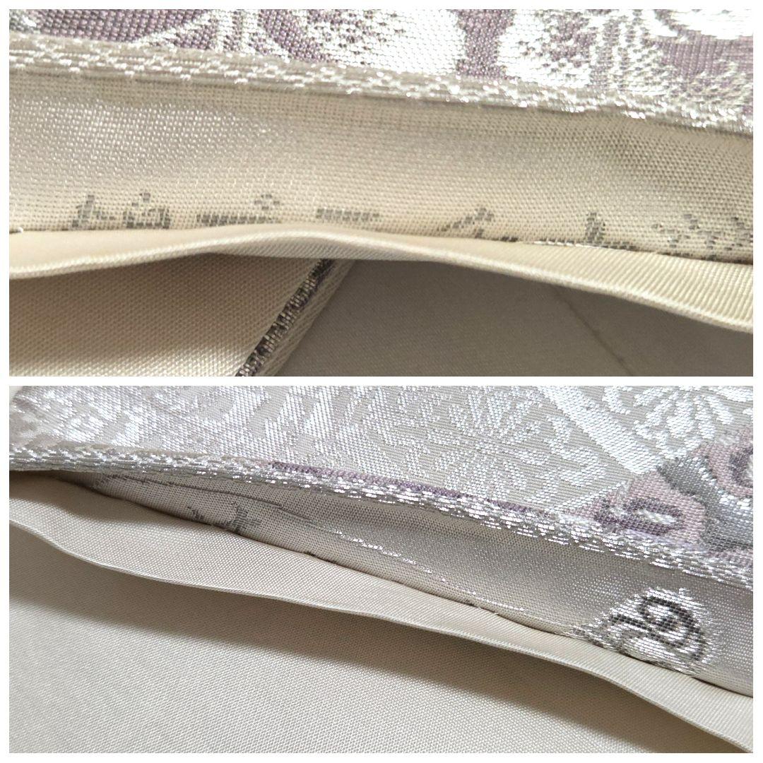 A5◆着物くつろぎ 辻が花 錦プラチナ箔 銀糸 六通 正絹 フォーマルな袋帯