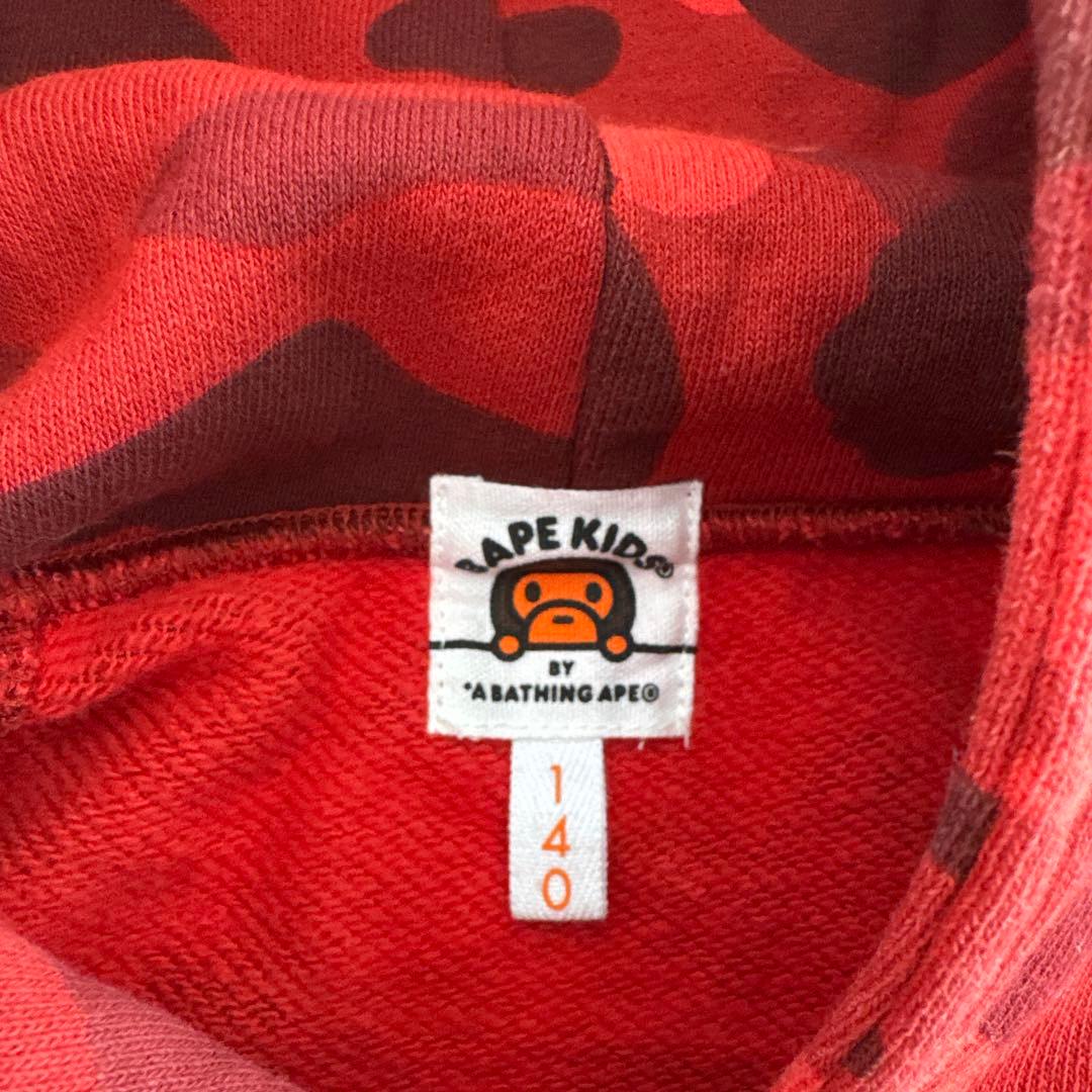 BAPE kids レッドシャークフード付きワンピース　サイズ140