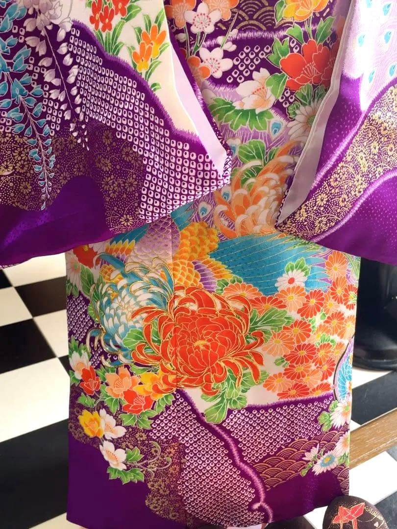 七五三七歳フルセット紫の花柄