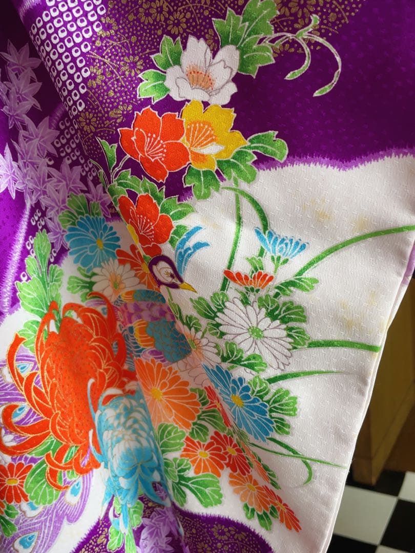 七五三七歳フルセット紫の花柄