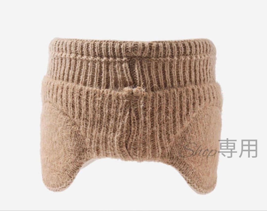 サンバイザー白 ニット帽 ゴルフ スポーツ　防寒 耳カバー 毛糸 ファー