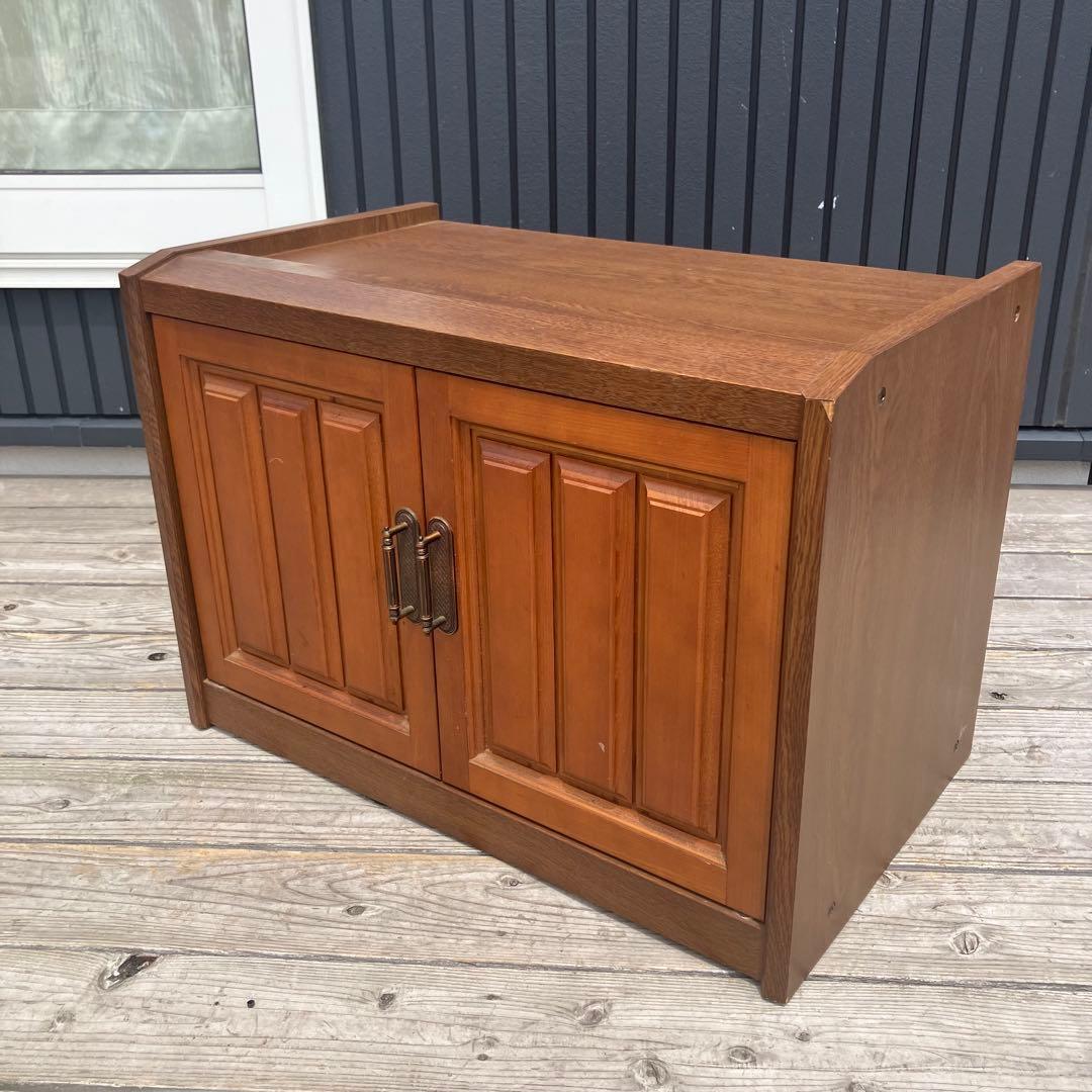 昭和レトロ 古家具 木製レコードラック テレビ台 キャビネット ウッドラック