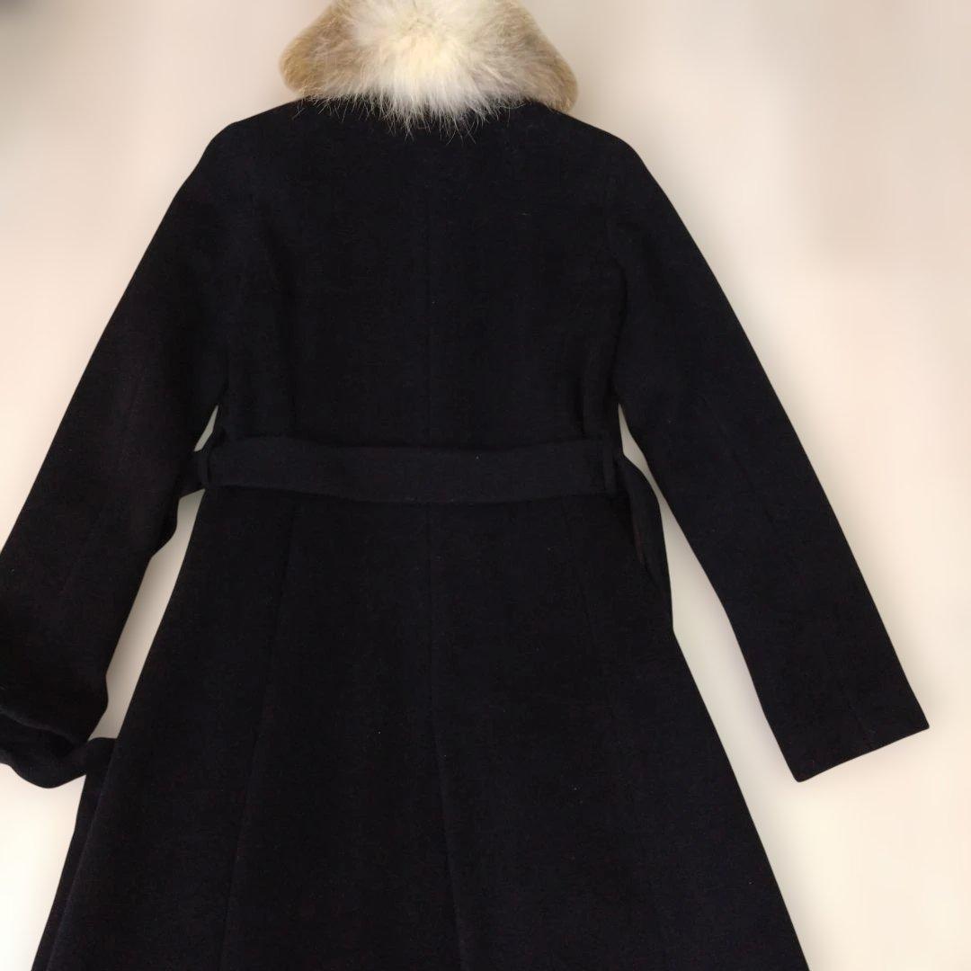 美品　バーバリーブルーレーベル ノバチェック38　ロングコート襟フォックス