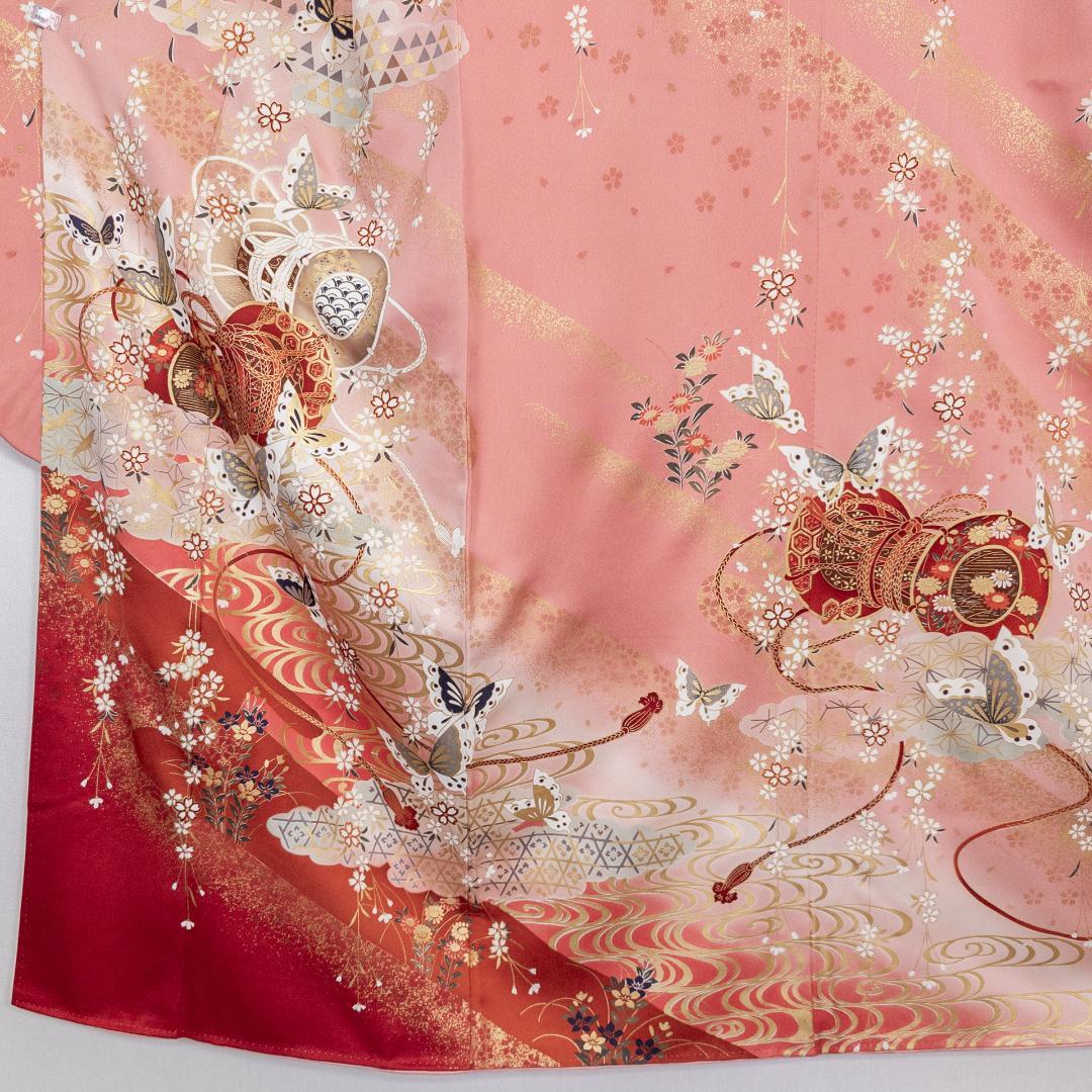 値下げコメント対応しません R7SK1333 振袖+帯 2点セット 金彩