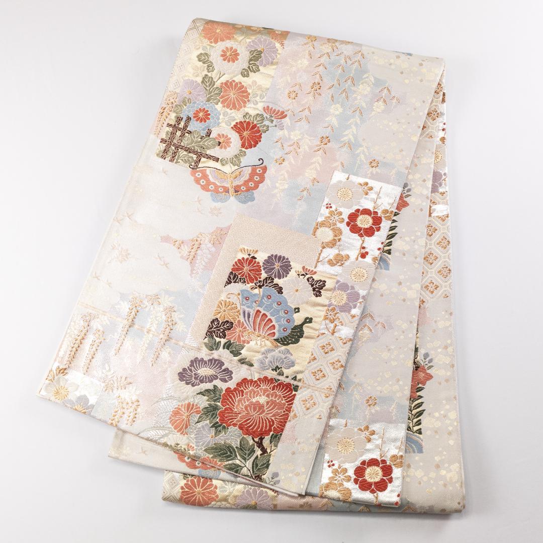 値下げコメント対応しません R7SK1333 振袖+帯 2点セット 金彩