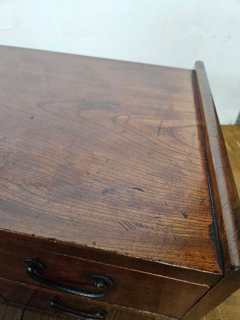 日本のアンティーク 漆塗りの文机 飾り台 抽斗 勉強机 座卓 木地呂塗り 古家具