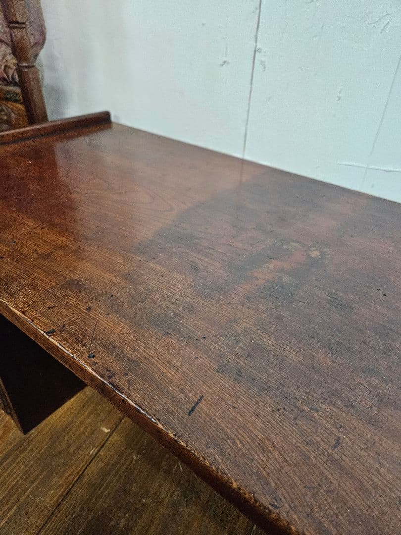 日本のアンティーク 漆塗りの文机 飾り台 抽斗 勉強机 座卓 木地呂塗り 古家具