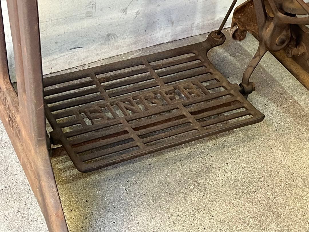 SINGER 鉄脚 厚板天板テーブル 作業台 シンガーミシン