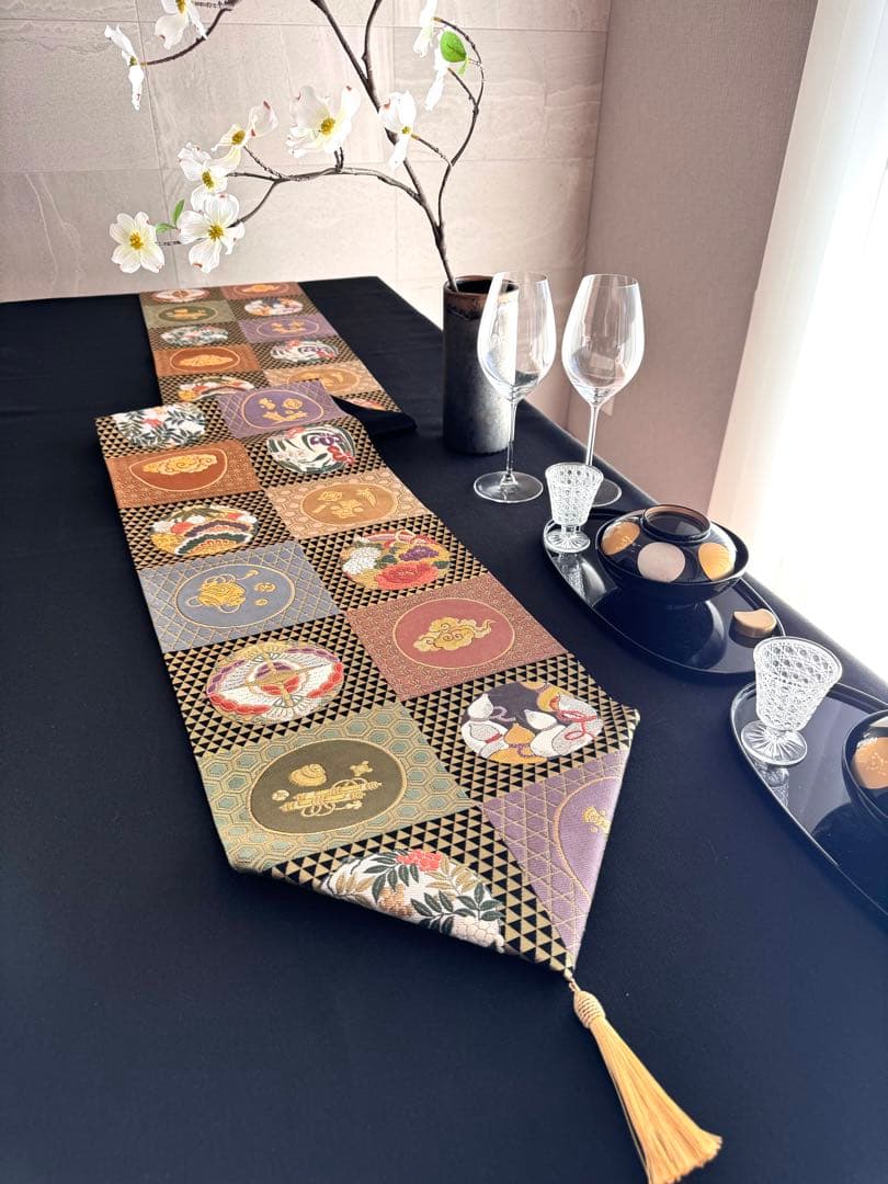 専用︎◼︎C1281◼︎オーダー品 高級袋帯 正絹 草花 鱗 箔(〜270cm)