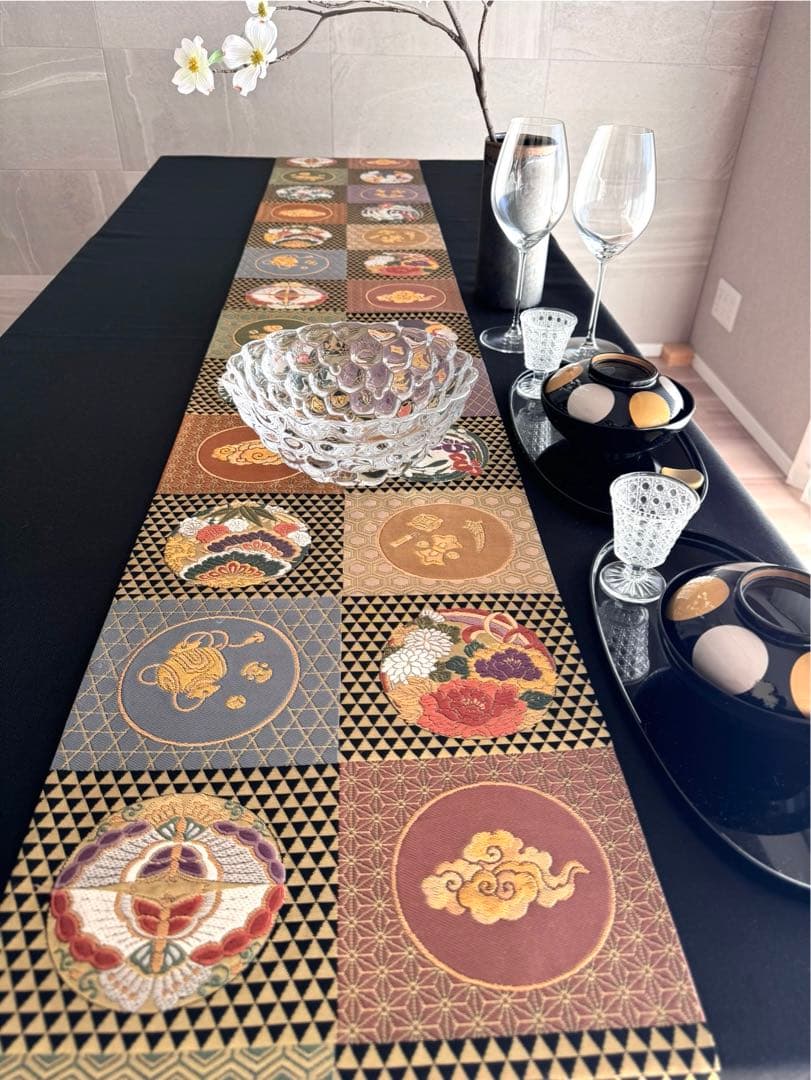 専用︎◼︎C1281◼︎オーダー品 高級袋帯 正絹 草花 鱗 箔(〜270cm)