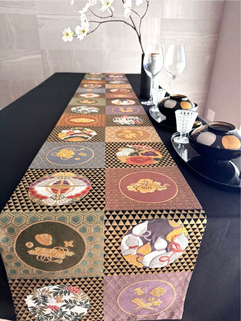 専用︎◼︎C1281◼︎オーダー品 高級袋帯 正絹 草花 鱗 箔(〜270cm)