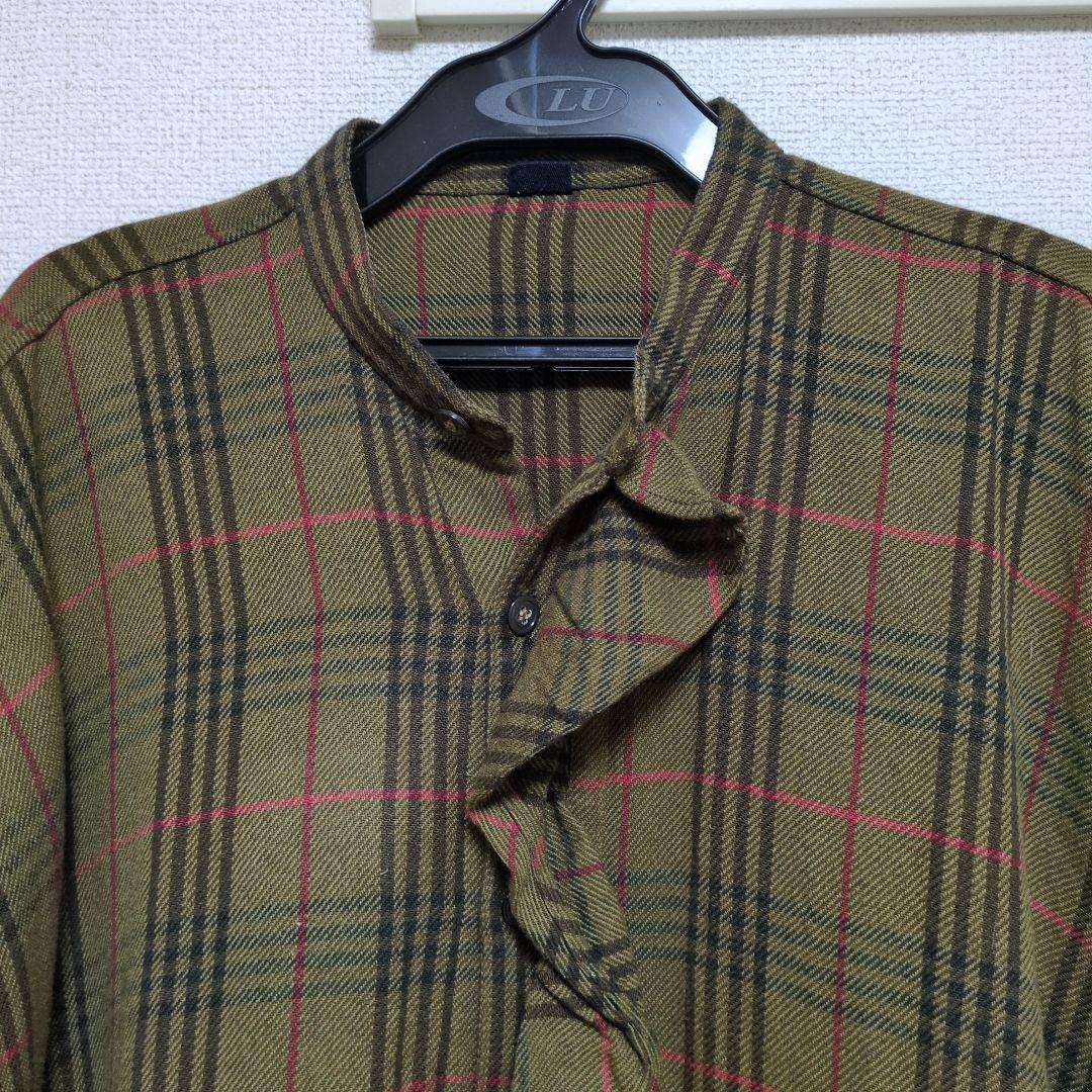 45R オリーブグリーン チェック柄 チュニック