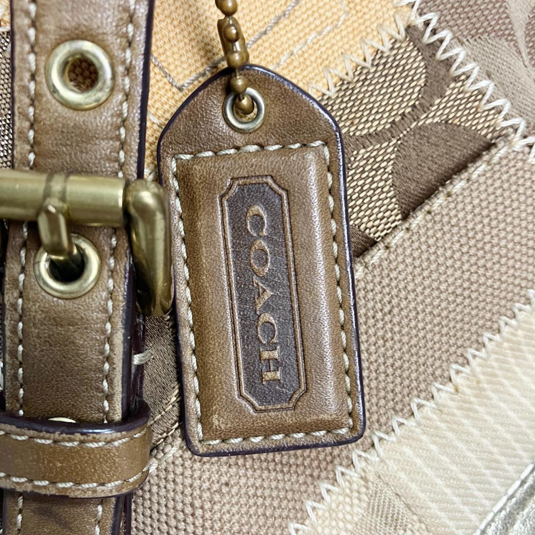 B912【A4収納可能】COACH★パッチワーク トートバッグ 茶系 12527