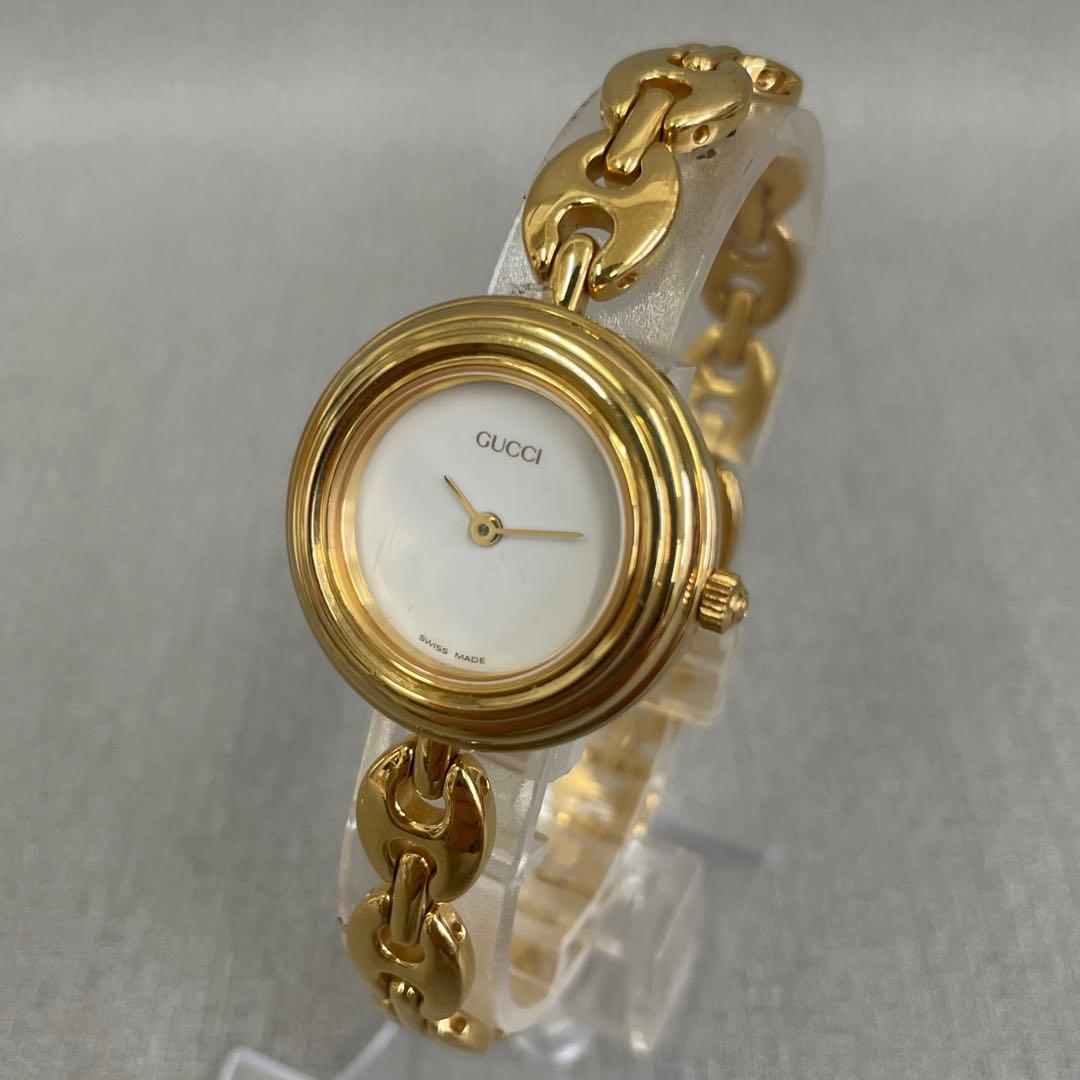 【H】GUCCI グッチ チェンジベゼル レディース腕時計 稼動品