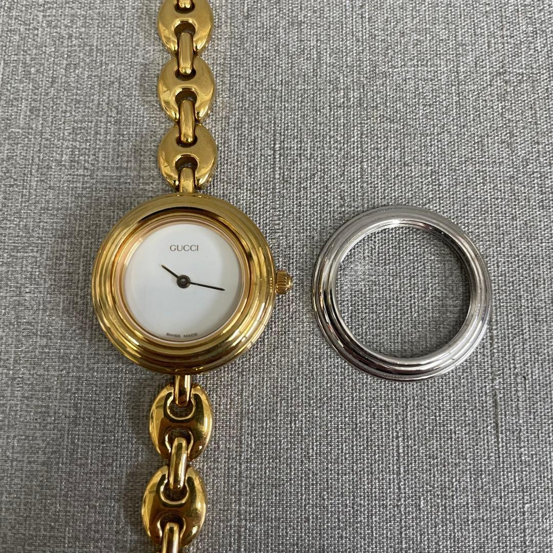 【H】GUCCI グッチ チェンジベゼル レディース腕時計 稼動品
