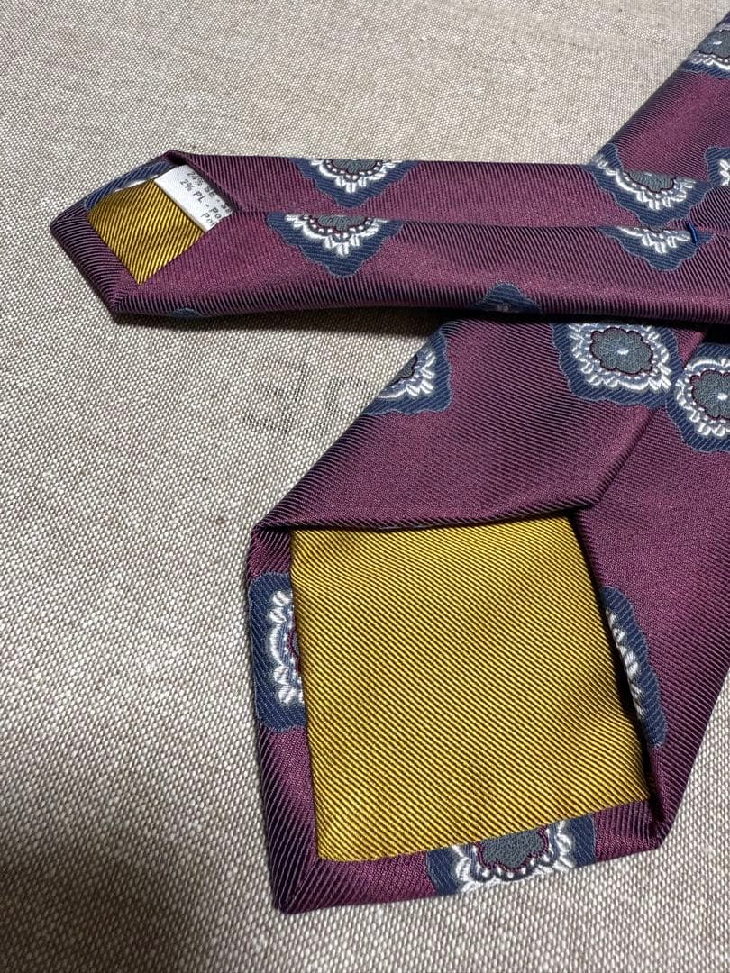 【極美品】FRANCO BASSI／50th Anniv.／小紋柄／ボルドー