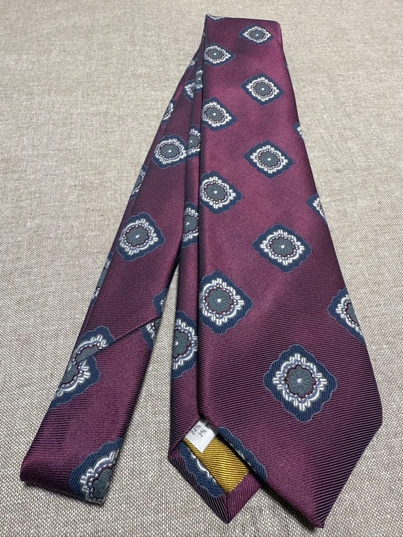 【極美品】FRANCO BASSI／50th Anniv.／小紋柄／ボルドー