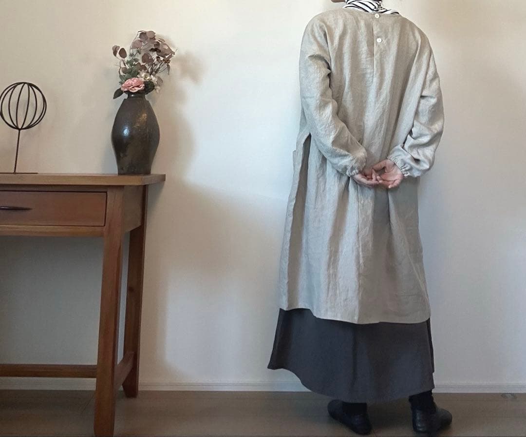 国産リネン100% おしゃれな割烹着　服作り40年の田舎町仕立屋