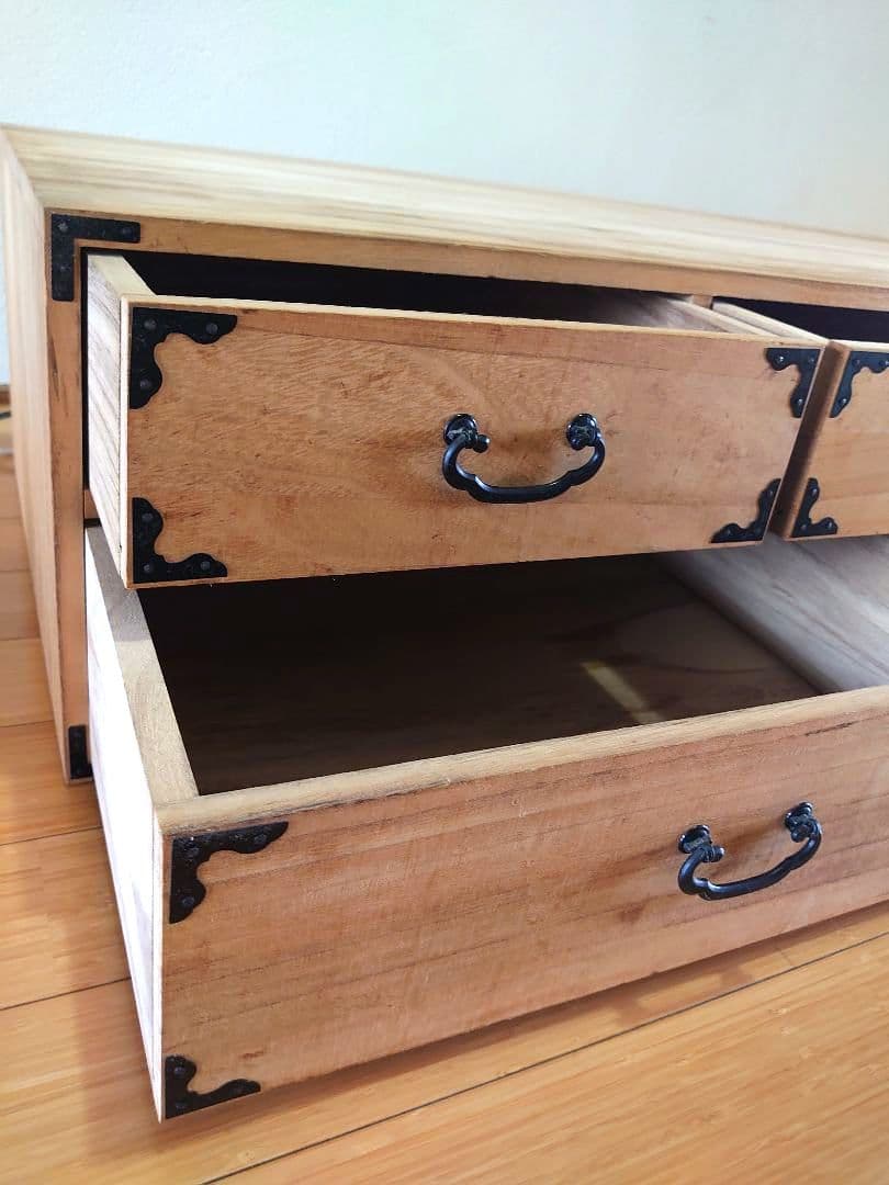 ヴィンテージ 桐箪笥2段 天然木 整理箪笥 引き戸 木製 和タンス 棚 チェスト