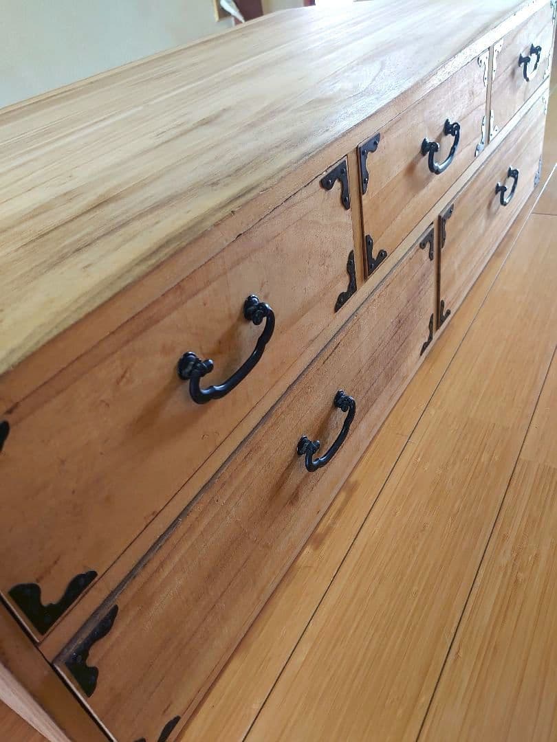 ヴィンテージ 桐箪笥2段 天然木 整理箪笥 引き戸 木製 和タンス 棚 チェスト