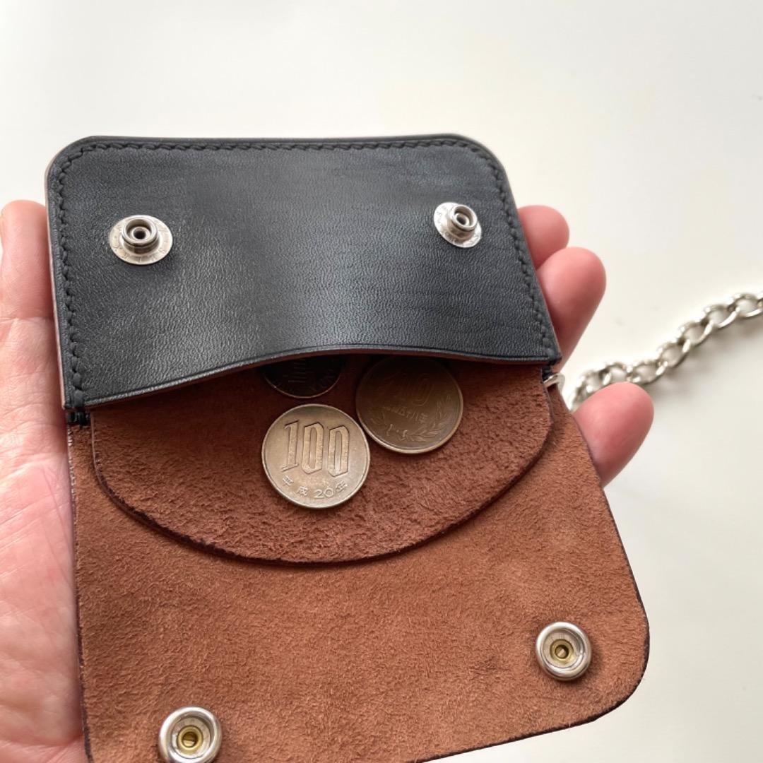 ミニトラッカーウォレット　ロウ付けチェーンセット　ホースハイドレザー