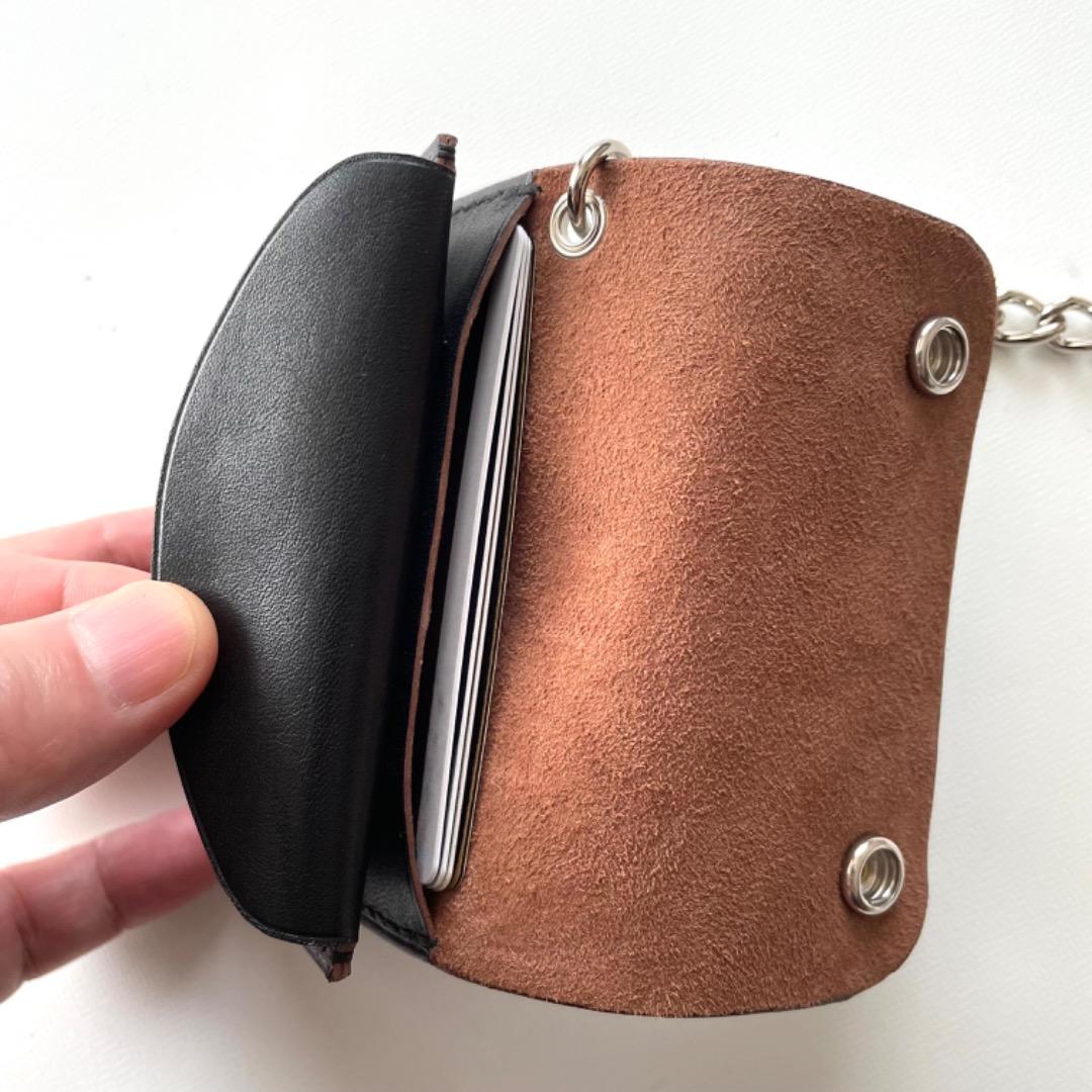 ミニトラッカーウォレット　ロウ付けチェーンセット　ホースハイドレザー