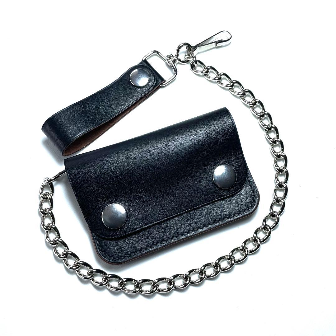 ミニトラッカーウォレット　ロウ付けチェーンセット　ホースハイドレザー